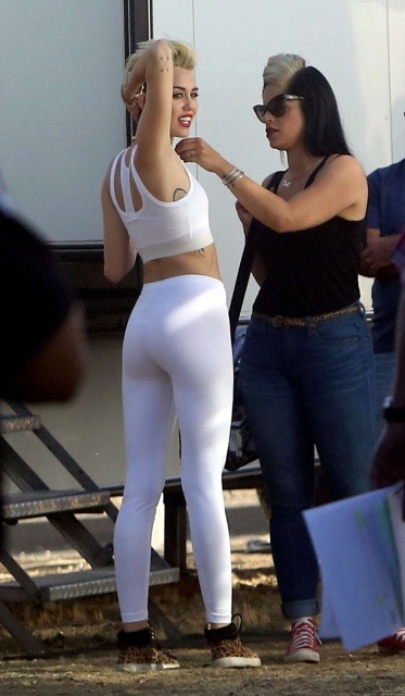 Miley Amazing Small Crazy Sexcii Juicy Ass In Tight White Spandex&#8230;#1