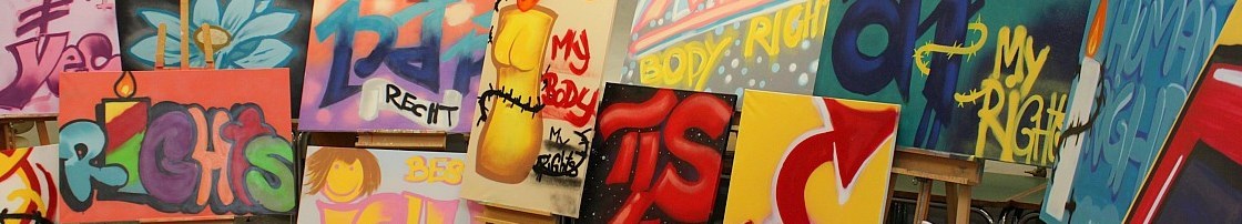 Graffiti workshop in Austria (Styria) highlighting the My Body. My Rights-campaign / (c) Amnesty International, Photo: Sighard Fraundorfer
