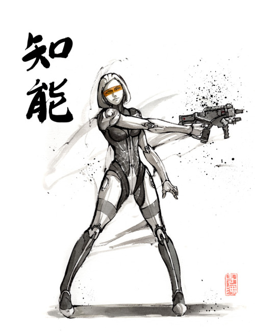 Mass Effect Sumie Illustrations by MyCKs