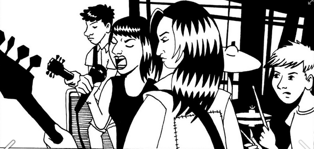 Shady Hawkins, a Brooklyn-based Millennial feminist revengecore band. (Art by cartoonist and Shady Hawkins drummer, Mike Funk)