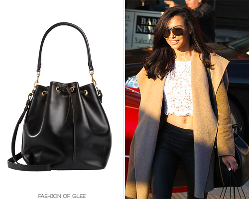 Naya Rivera does some Christmas shopping at Barneys New York, Beverly Hills, December 22, 2013 Saint Laurent &#8216;Seau&#8217; Bucket Bag - $1,950.00 Worn with: Vince coat, Helmut Lang leggings, Stuart Weitzman sandals Also worn in: Los Angeles, December 29, 2013 with Marriani sweatsuit, Saint Laurent sneakers Los Angeles, January 27, 2014 with Dolce &amp; Gabbana sunglasses