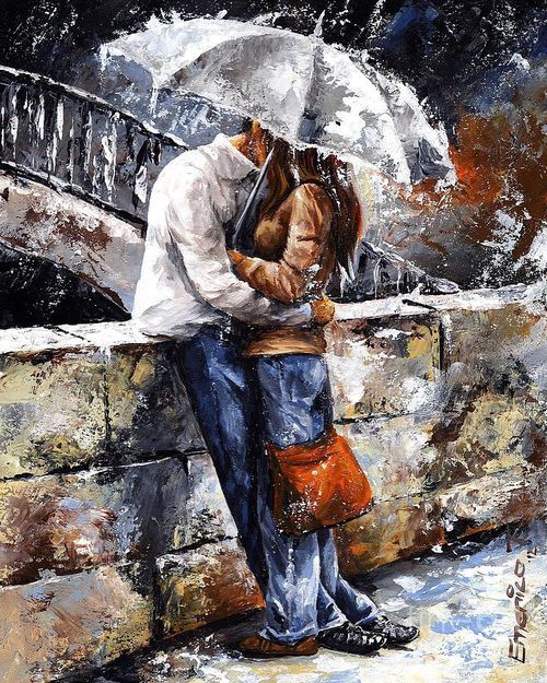 Rainy Day - Love In The Rain by Emerico Imre Toth - Rainy Day - Love In The Rain Painting - Rainy Day - Love In The Rain Fine Art Prints and Posters for Sale