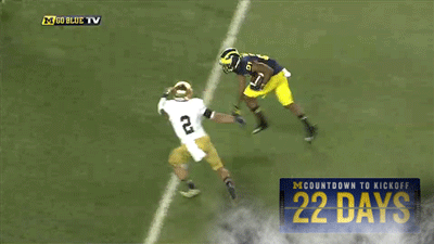 michiganathletics:<br /><br />Jeremy Gallon hit the B button.<br />Jehu Chesson flicked the hit stick.<br />