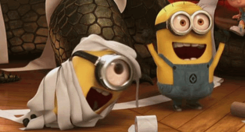 excited minions raise the roof gif