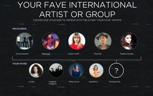 Hello Selenators&#8230;
Selena is nominated in the wildcard category &#8220;Your Fave International Artist or Group&#8221; at the MuchMuisc Video Awards to appear as the FINAL NOMINEE!
Steps to vote:
Scroll down to the bottom and you will see Your Fave International Artist or Group
Click on Selena&#8217;s picture and you&#8217;re done!
Click here to nominate Selena!