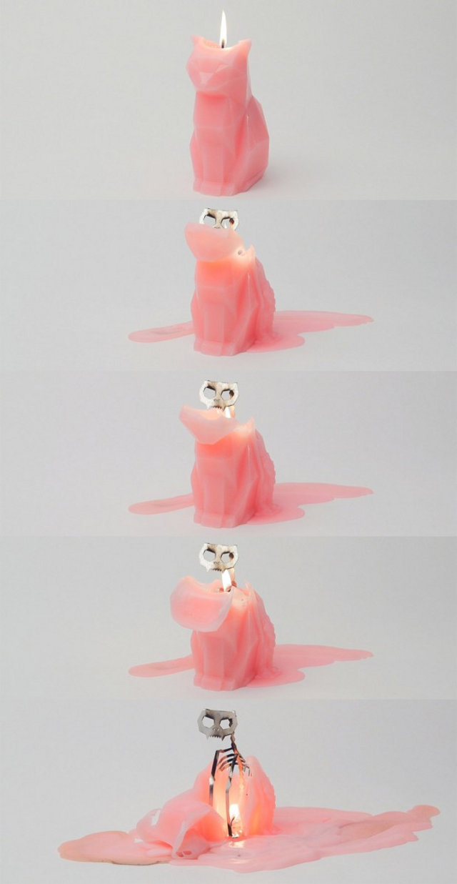(via Tis The Season: Cat Candle Melts To Reveal Skeleton | Geekologie)