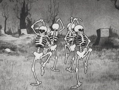 black and white scheletro gif
