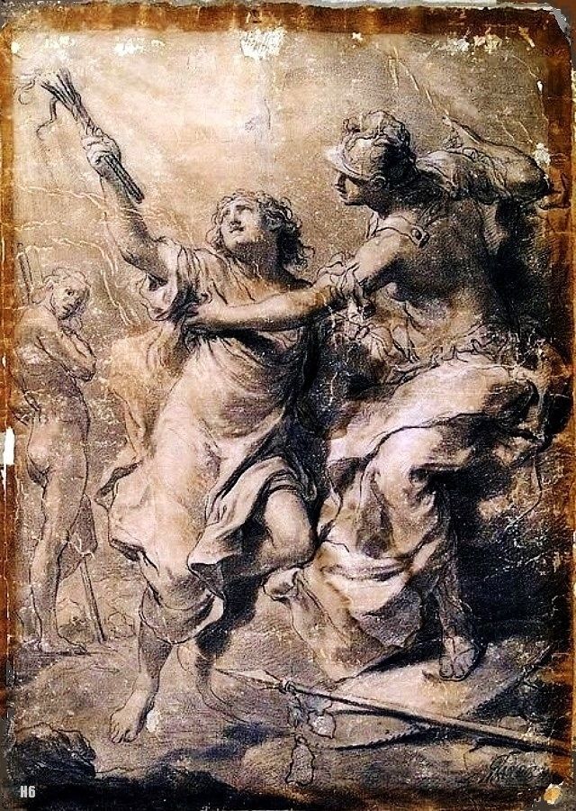 Mythological Sketch - Prometheus stealing a spark of Fire. 18th.century. Gaetano Gandolfi. Italian 1734-1802. charcoal/chalk on paper.
http://hadrian6.tumblr.com