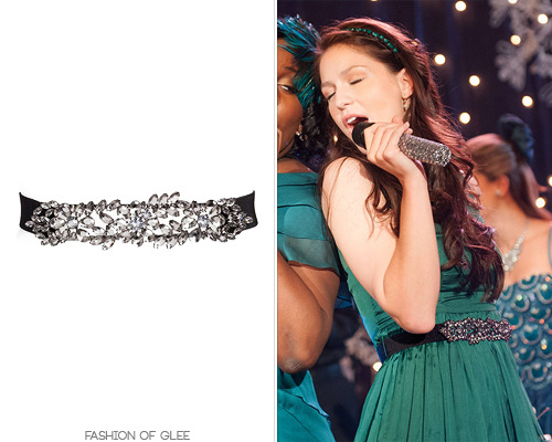Marley has replaced the ribbon of her dress with a pretty jeweled belt from Nordstrom. Nordstrom Cara Accessories Floral Crystal Stretch Belt - $58.00 Worn with: Nordstrom headband, Anthropologie dress, Vince Camuto pumps