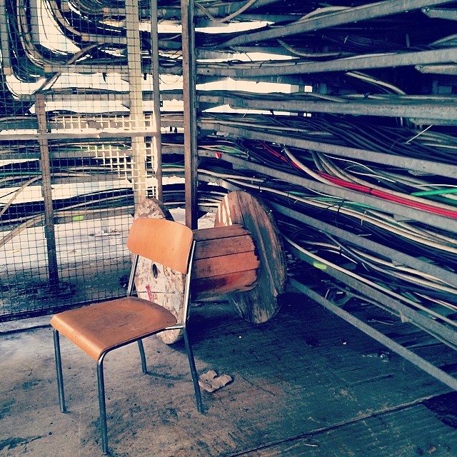 #lonelychairsatcern chair, cables, and cable reel #b354 #cables #CERN