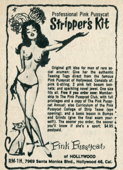 theshinyboogie:

Professional Pink Pussycat Stripper’s Kit (1964)
