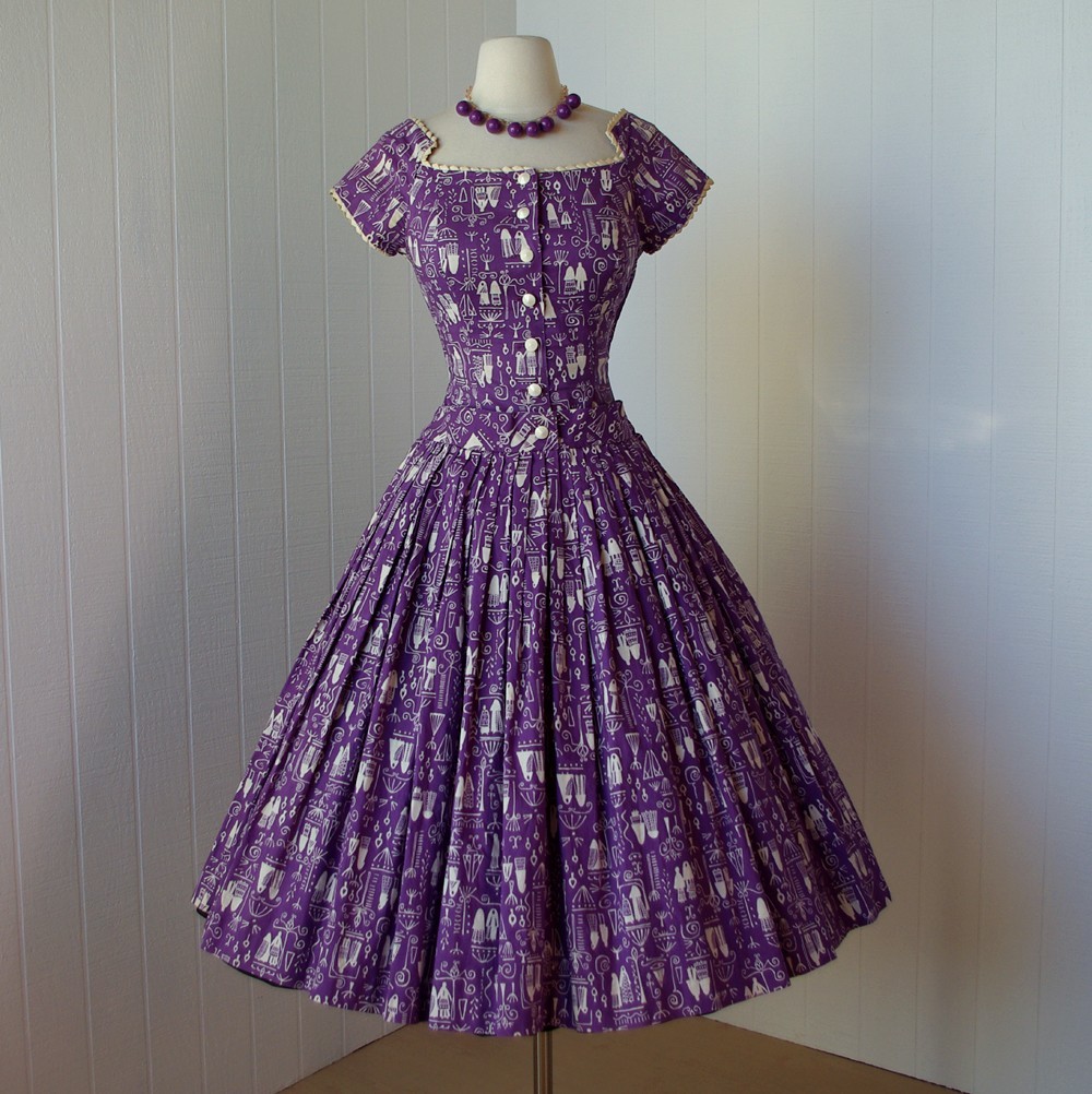 glamour vintage 50's 1950's purple retro dresses glam old hollywood mad men tulle vintage ...