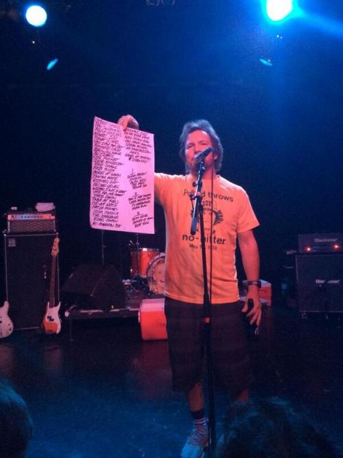 Eddie Vedder introduces Guided by Voices at the Showbox in Seattle, June 8, 2014.