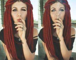 Girl Smoke Smoking Blue Eyes Peace Red Hair Woman