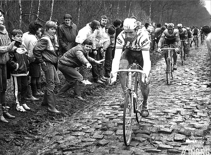 Photo: The difficulty of the cobbles makes the race a shop window for the cycle trade where the most extreme race of the year is used to sell goods for everyday use. 