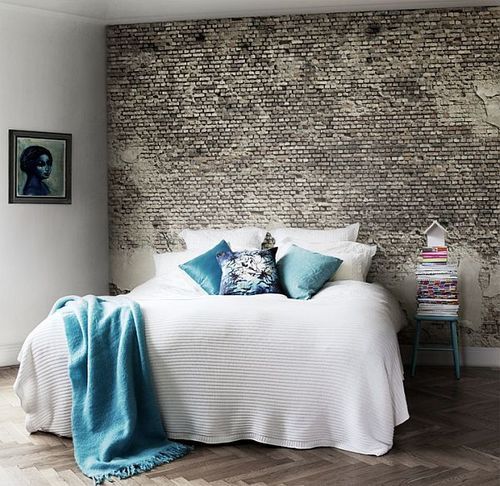 Bold feature walls work well instead of a bed head.