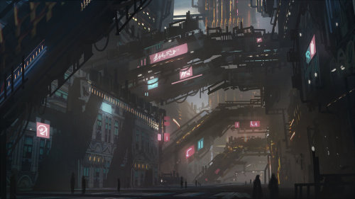 Cyberpunk city speedpaint by Tryingtofly