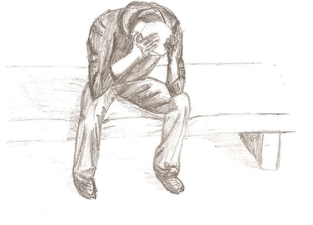 sad man on a bed. i know how to draw people better than i do beds.