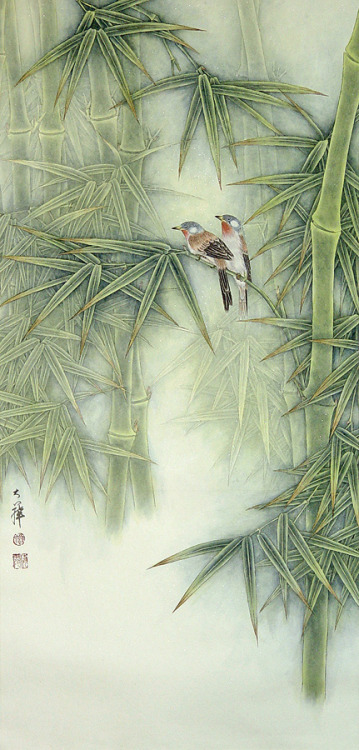 windypoplarsroom:

Lou Dahua
“Birds and Bamboo”
