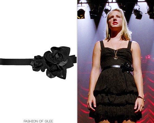Brittany&#8217;s &#8216;The Scientist&#8217; outfit had all the makings of her usual quirky style, but with a touch of sophistication. Nordstrom Tarnish &#8216;Flower&#8217; Faux Leather Belt - $28.00 Worn with: Urban Outfitters necklace