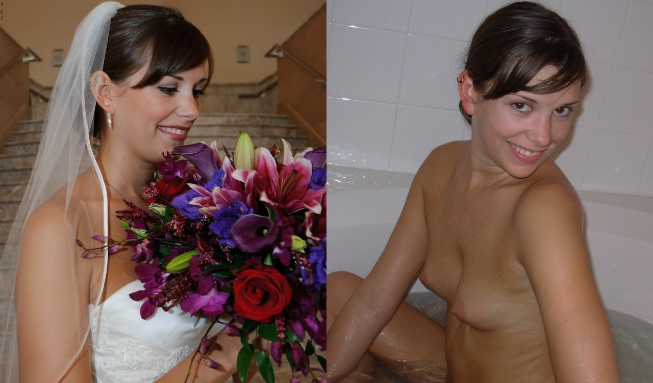 Nude amateur bride dressed and undressed