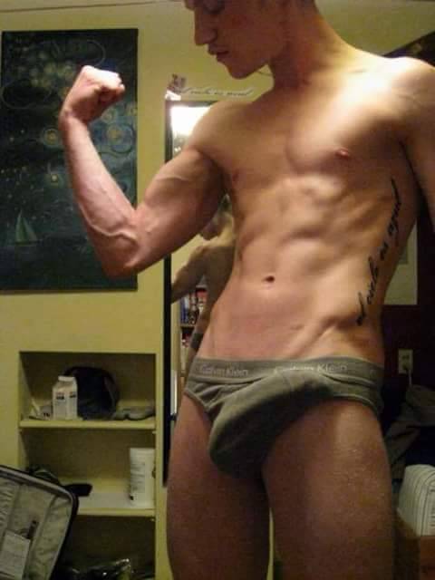 Alone muscular college guy