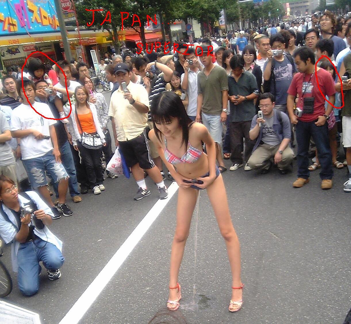 Japanese girls peeing standing up