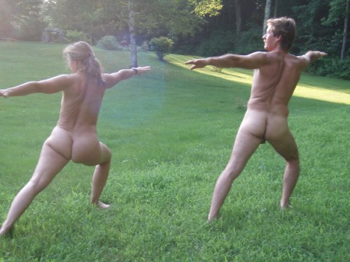 Nude couple yoga poses