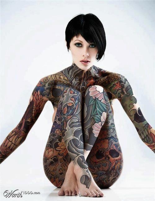Japanese full body tattoo girl