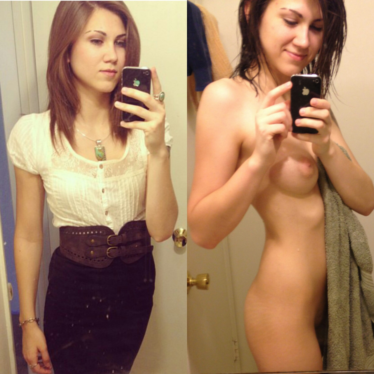 Before and after shower