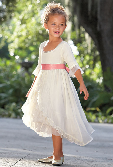 Red and white flower girl dress