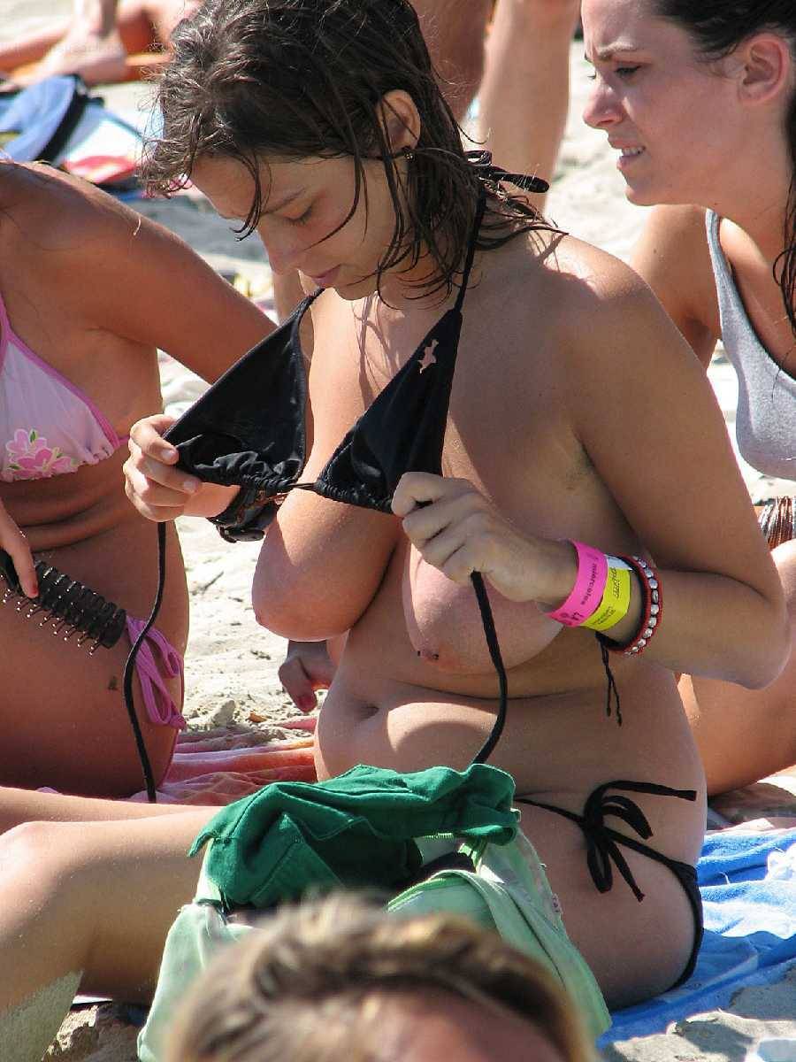 Busty milf bikini beach