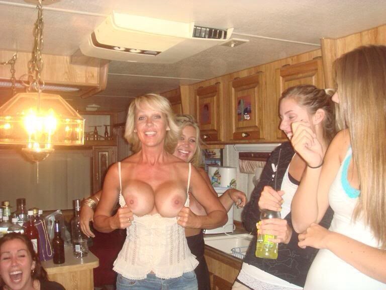 Moms flashing boobs party