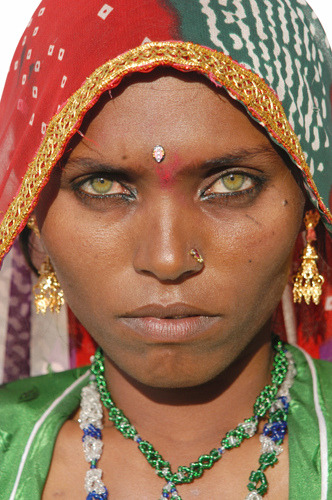 Beautiful indian woman with green eyes