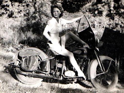 Vintage girls on motorcycles