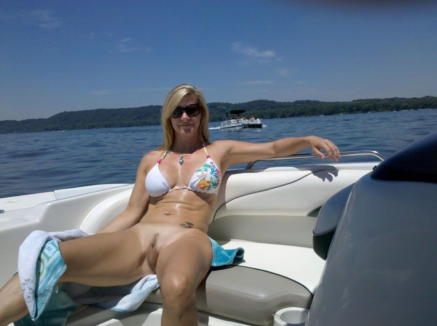 Nude wife on boat naked