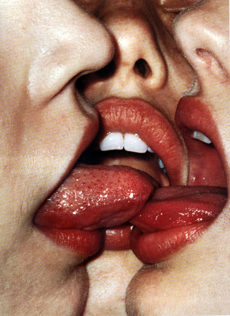 Young teen girls tongue kissing