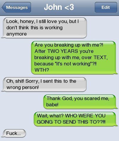 Funny break up text fails