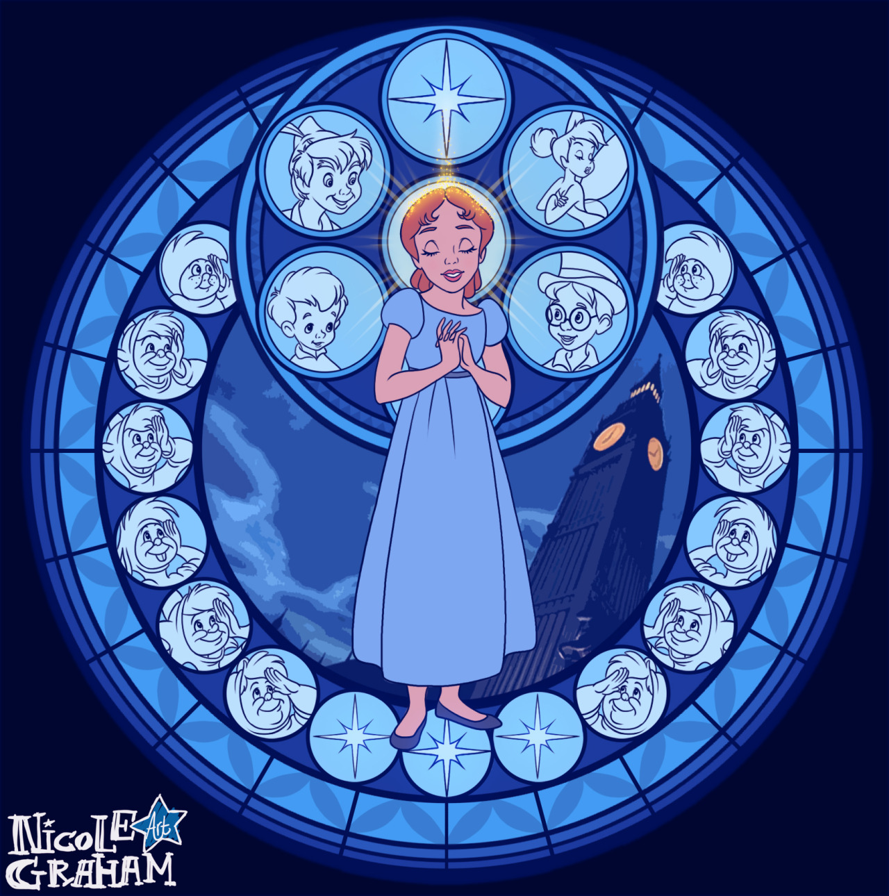 Stained glass disney characters