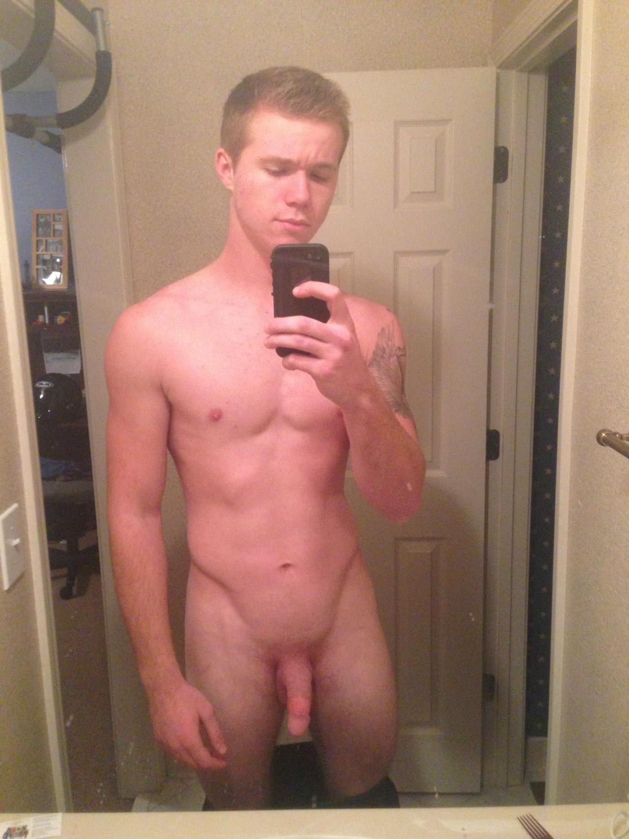 Muscle teen boy selfie