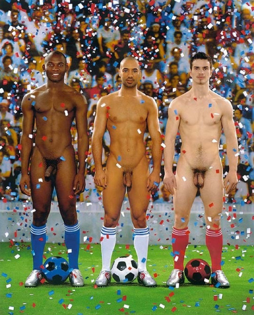 Naked soccer player as a man