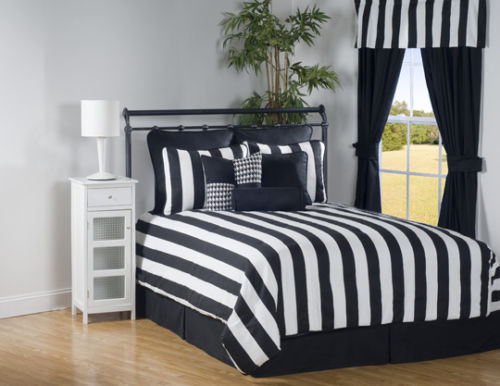 Black white and blue comforter