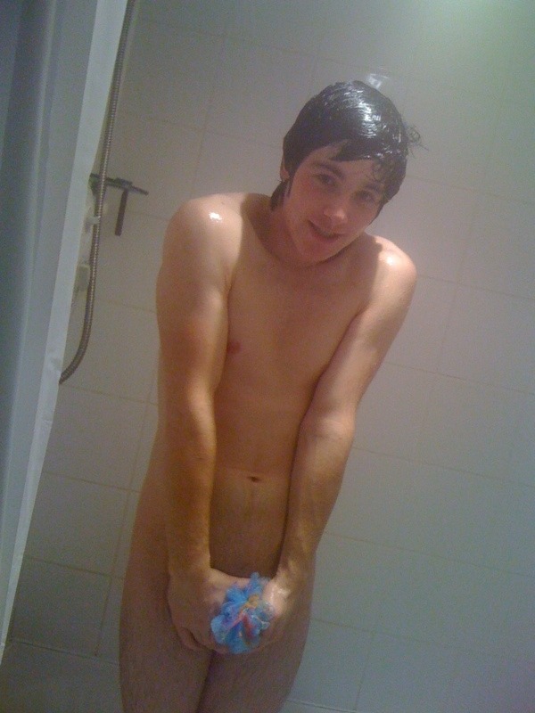Naked boy shower