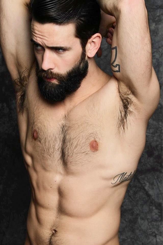 Shirtless guys with hairy armpits
