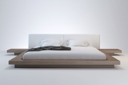 Modern platform bed with headboard