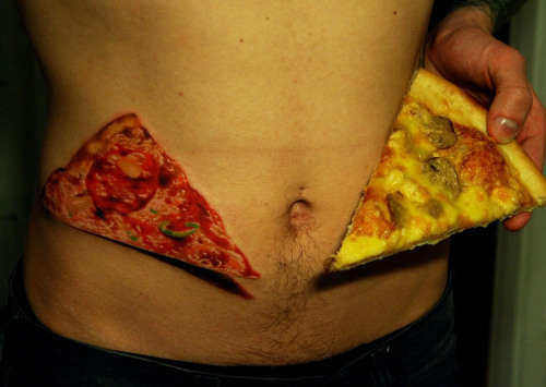Pizza guy puts a tattoo