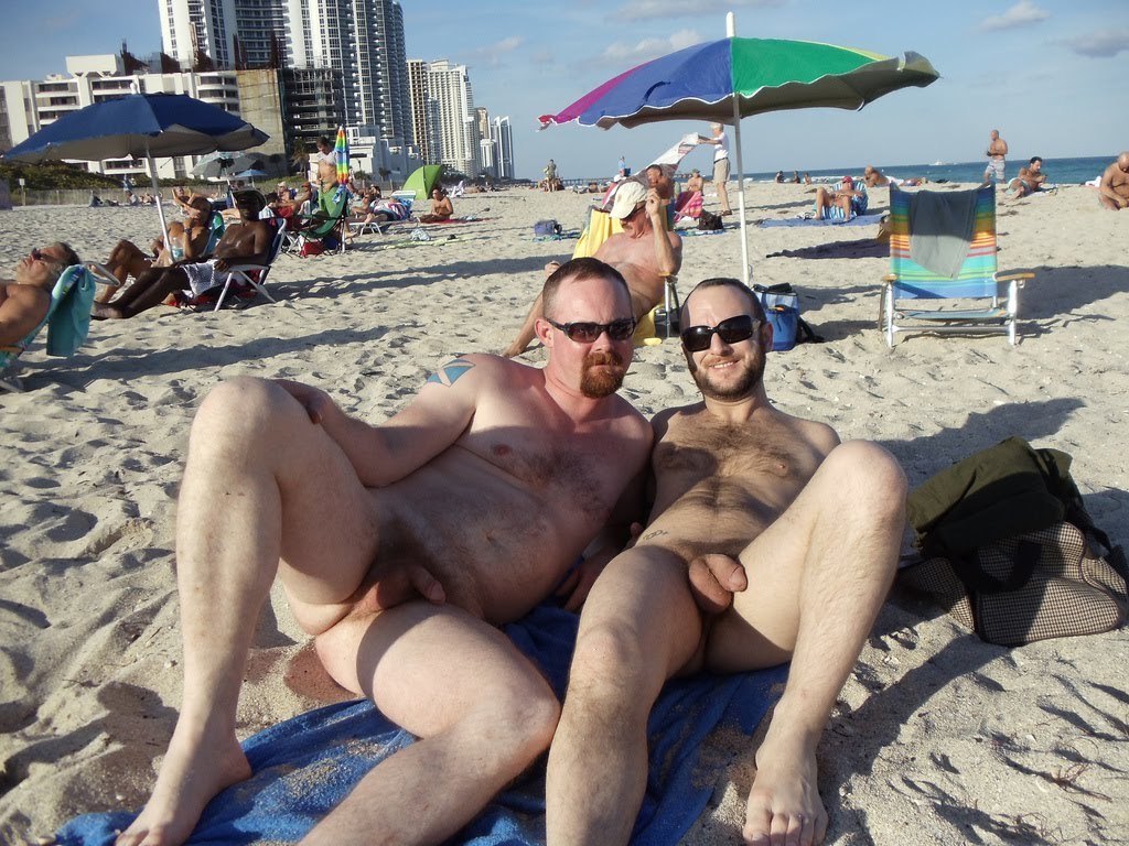 Naked men on nude beaches