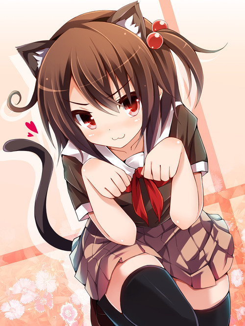 Anime cat girl school uniform