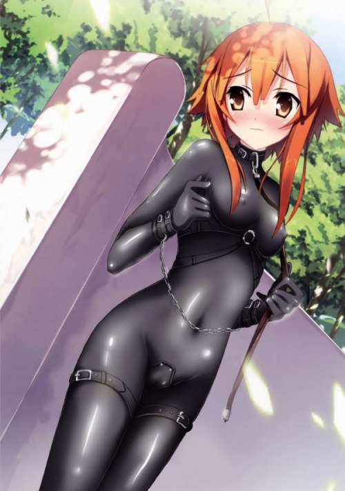 Anime latex catsuit bondage