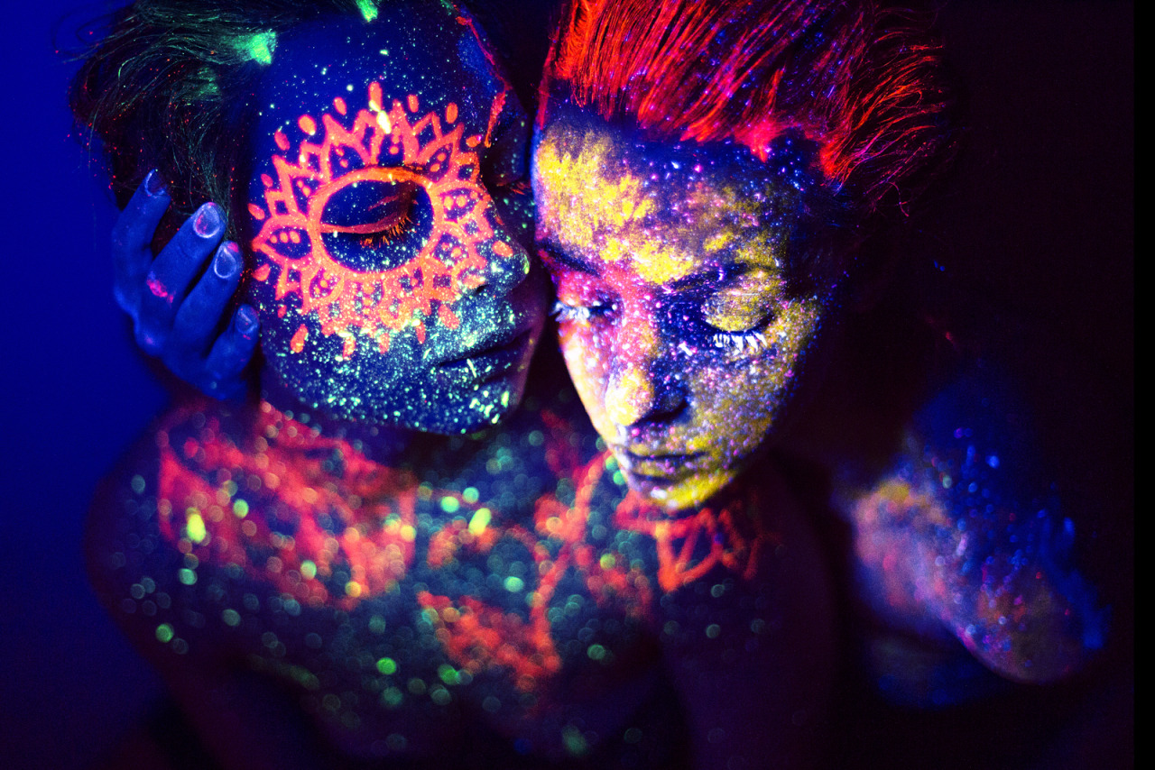 Glow in the dark body paint nude